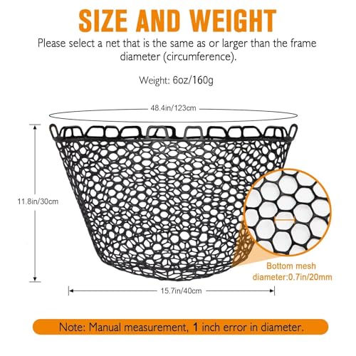 Dovesun Rubber Fishing Net Replacement Netting Without Handle Clear Black Fishing Nets for Fish Fly Fish Landing Net Bag for Freshwater Saltwater Foldable Trout Net Rubber Mesh 5 Sizes White Black Red - color: Black, size: 15.6"dia-11.7"depth(48"Circumfer