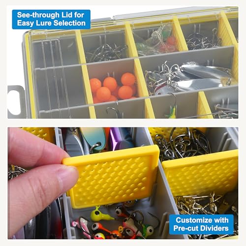OROOTL Waterproof Fishing Tackle Box Organizer Versatile Storage Organizer Box with Adjustable Dividers Transparent Tackle Boxes Saltwater Freshwater Fly Fishing Accessories Gift for Men - style: 3600 (10.83"x7.19"x1.75")-1pcs