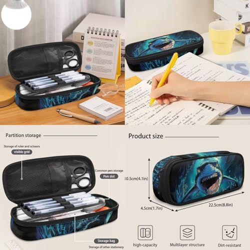 Shark Backpack and Lunch Box Set 4 PCS Schoolbag Book Bag with Insulated Lunch Bag Box Pencil Case Water Bottle Holder Carrier Sling Bag - color: Shark