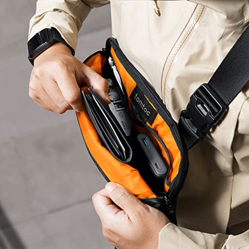 tomtoc Compact EDC Sling Bag 3L-10L, Minimalist Crossbody Bag Chest Shoulder Pack for Men Women, X-pac/Recycled Polyester - color: X-pac Black, size: S(Fits iPad Mini)