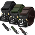 DOOPAI Tactical Belt for Men, 3Pack Military Nylon Web with Heavy Duty Quick Release Metal Buckle - color: 22-1 Black/Green/Brown With Compass, size: 28-42 Waist Adjustable 125 cm (3 Pack)