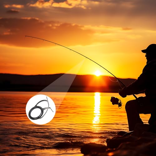 8 PCS Fishing Rod Tip Repair Kit Double Leg Fishing Rod Guides Eyes Stainless Steel Ceramic Ring Rod Tip Guide for Fishing Pole Eyelets Replacement kit