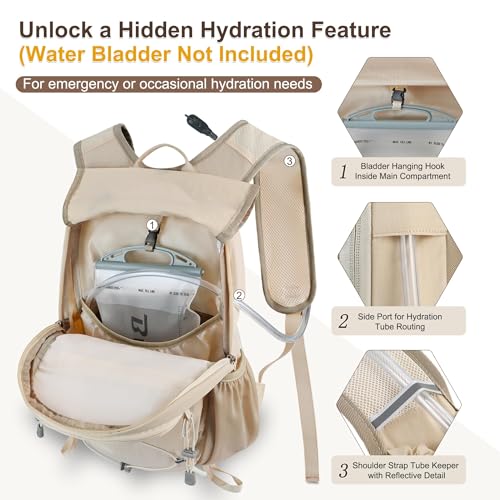 BECOJADDE Hiking Backpack 15L Small Backpack Packable Day pack Water Resistant Lightweight Travel Backpack for Women Men with Shoulder Strap Pockets for Hiking Camping Outdoor, Khaki - color: Khaki, size: 15L