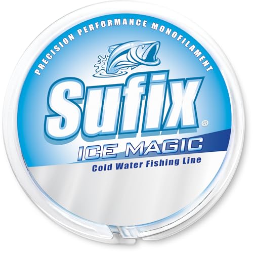Sufix Ice Magic Fishing Line, Low-Temperature, All-Purpose Ice Fishing Monofilament for Smooth Handling and Cold-Weather Performance, 8 LB, Glacier Blue