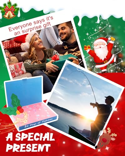 UCEC Advent Calendar 2026 Fishing Advent Calendar Fishing Gifts for Men Teens Boys 24 Days Christmas Countdown Calendar Fishing Tackle Lures Gifts
