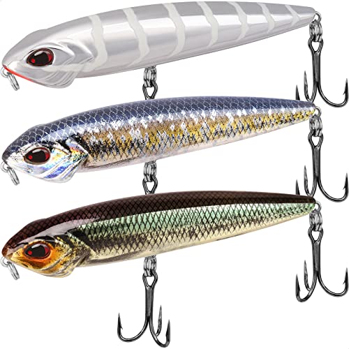 TRUSCEND Popobait Easy Catch Fishing Lures with BKK Hooks, Instant Startup, Longer Cast, Balanced Spray/Sound/Swim, Plopper Topwater Lures for Bass, Trout, Pike, Walleye, Freshwater Saltwater Fishing - color: E3-3.5",0.4oz