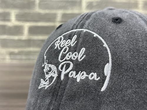 Fishing Baseball Cap for Men Women, Adjustable Embroidered Hat | Fishing Gear, Outdoor Adventure Design, Precision Embroidery Craft, One Size Adjustable Fit - color: Papa (Washed Black)