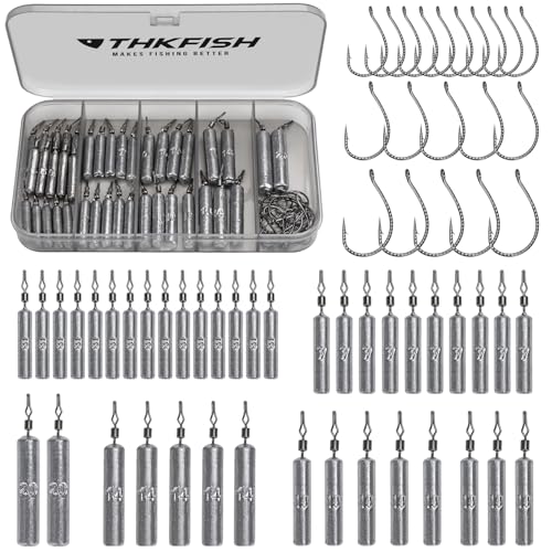 THKFISH Fishing Weights Sinkers Set, 28PCS Fishing Sinker Drop Shot Weights Kit,Drop Shot Rig Wacky Hooks for Saltwater Freshwater Bass Fishing - size: I-60pcs-Drop Shot Weights Kit