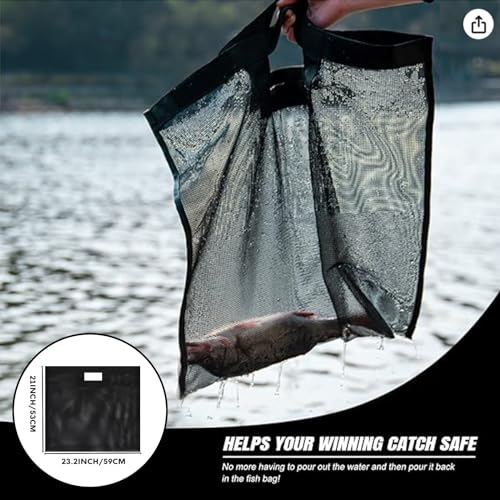 MORXPLOR Fish Bag Heavy Duty Tournament Fishing Weigh in Bag 26x23 19x34 inches - color: 23inch light grey with mesh bag