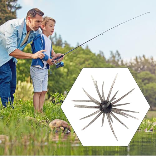 Tentacle Creature Lure Floating Fishing Lure Simulation Sea Urchin Bait Artificial Baits for Bass Fishing - color: Flash red