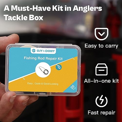 OJYDOIIIY Fishing Rod Eyelet Repair Kit Complete, Emergency Quick-Fix Fishing Pole Eyes Replacement Kit with Stainless Steel Guides for Spinning/Casting Rod - color: Spinning+Tips