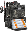Tactical Fishing Tackle Backpack with Tackle Boxes, Rod Holders, Bottle Holder, 50 L Large Insulated Fishing Backpack Tackle Box with Cooler, Fishing Bag Store Gear & Equipment, Black CM - color: Black CM