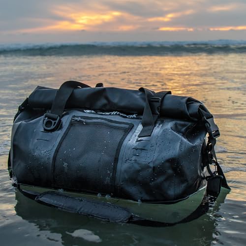 Earth Pak Waterproof Duffel Bag - Heavy Duty Motorcycle Dry Bag with Large Storage Space Perfect for Traveling, Camping, Kayaking, Fishing & Canoeing Bag 50L/70L/90L/120L Sizes - color: Black, size: 90L