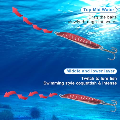 Fishing Spoons Lures Kit, 5PCS Metal Jigging Spoons Casting Trolling Spoons Pike Spoon with Treble Hooks for Bass Trout Pike Tuna Salmon Walleye Crappie Freshwater Saltwater Fishing - color: TypeB, size: 1/2OZ