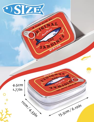 Cessfle Canned Sardines Makeup Bag, Funny Sardine Tin Fish Cosmetic Bag, Creative Cute Makeup Bag Kawaii Pencil Case Pouch, Coquette Make up Pouch for Women - color: Orange