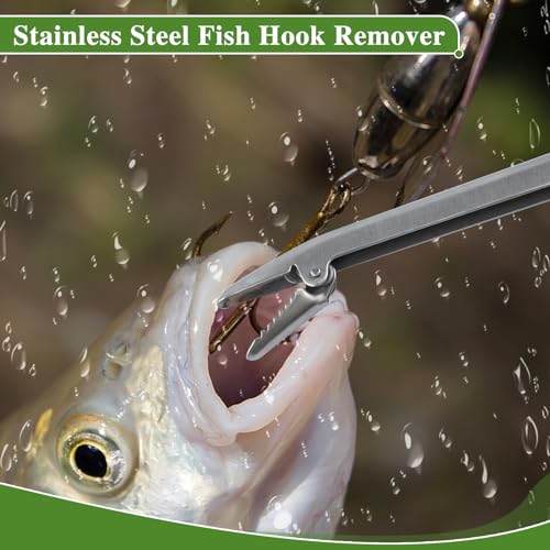 Stainless Steel Fish Hook Remover Tool Extractor with Odor Absorber Tool, 11 Inches Fishing Hook Removal Tool Hook Grabber Fish Dehooker Tool, Freshwater and Saltwater Hooker Tool for Fishing - style: Hook Remover With Odor Absorber Tool