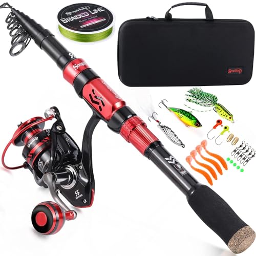Sougayilang Fishing Pole with Spinning Reel Portable Fishing Rod Reel Combos - size: 1.8M/5.91FT Rod with 2000 Reel, style: Full Kits With Bag