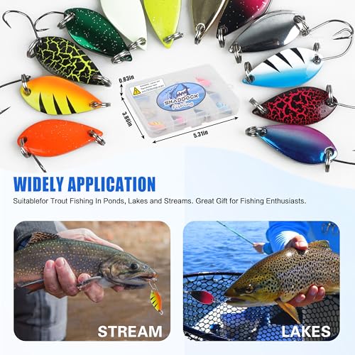 Fishing Spoons Lures for Trout, 12/24pcs Trout Spoons Set Single Hooks Hard Metal Fishing Jigging Bait Tackle Casting Spinner Bait for Crappie Bass Perch Panfish Pike, 1/5 oz - color: 24pcs---0.17oz