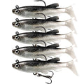 Soft Fishing Lures Shad Minnow Swimbaits, Pre-Rigged Jig Heads Paddle Tail Swim Baits for Bass, Trout, Walleye, Crappie, Sinking Jigs Bait for Saltwater Freshwater, Fishing Gifts for Men - color: A1-Weedness Pre Rigged Swim Baits-5pcs-3.15inch