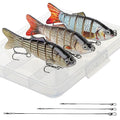 Realure 3 Pack Multi-Jointed Pike Swimbaits, 10.2cm 14g Slow Sinking Articulated Lures with Multi-Size Fishing Leaders, 3D Lifelike Glide Baits for Pike Muskie Bass Freshwater Saltwater