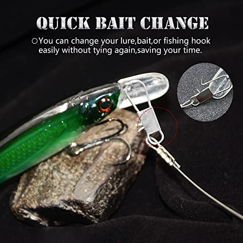 YOTO Fishing Leaders,Stainless Steel Tackle Rig with Tackle Lure Swivels Snaps, Saltwater rig Wire Leader Fishing Leader Wire Bottom rigs for Saltwater - color: White Fishing Leaders, style: 1arm+2arm-24pcs