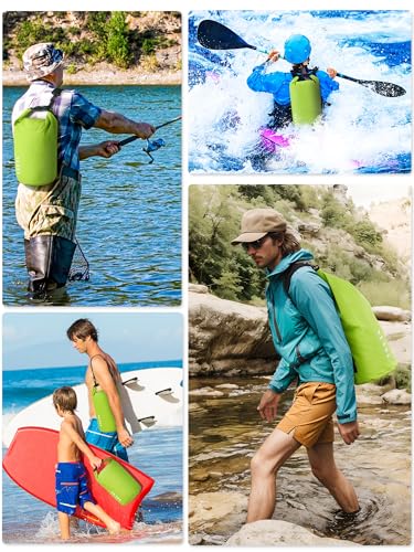 HEETA Waterproof Dry Bag for Women Men, 5L/10L/20L/30L/40L Roll Top Lightweight Dry Storage Bag Backpack with Emergency Whistle for Travel, Kayaking, Boating, Camping, Beach, Cruise Ship Essentials - color: Lemon Green, size: 5L