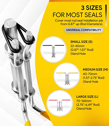 3 Pack Hydraulic Seal Installation Tools, Hydraulic Cylinder Piston Repair Seal Kit, U-Cup Rod Seal Installation Tool Kits Upgraded Seal Twistor Install Tool Set - size: pkg of 3
