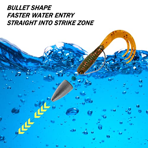 Dr.Fish 50 Pack Bullet Fishing Sinkers Worm Weights Lead Fishing Weights Bass Fishing Sinker Freshwater Texas Carolina Rig Punch Shot - size: 1/2oz-50 Pack