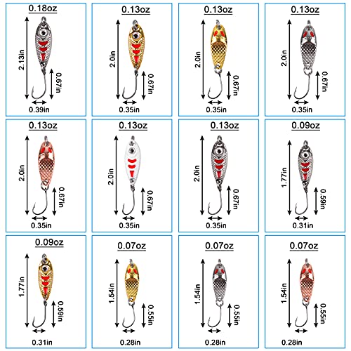 Trout Spoons Fishing Spoon Lure Set Single Hook Trout Lures Hard Metal Trout Baits Mini Fishing Jig Spoon Lures for Perch Char Crappie - color: Type B ( 12pcs )