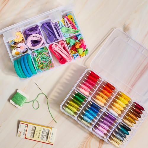 Mauproy 4 Pack 8 Grids Bead Organizer and Storage, Clear Plastic Storage Containers with Removable Dividers and Labels Small Tackle Box Organizer for Jewelry Crafts Electronics Small Parts - style: 8 Grids - 4 Pack