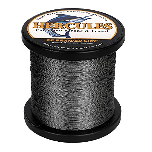 HERCULES Cost-Effective Super Cast 8 Strands Braided Fishing Line 10LB to 300LB Test for Salt-Water,109/328/547/1094 Yards(100M/300M/500M/1000M),Diam.#0.12MM-1.2MM,Hi-Grade Performance,Variety Colors - color: Gray, size: 20LB-0.20MM-2187YDS(2000M)-8 STRAN
