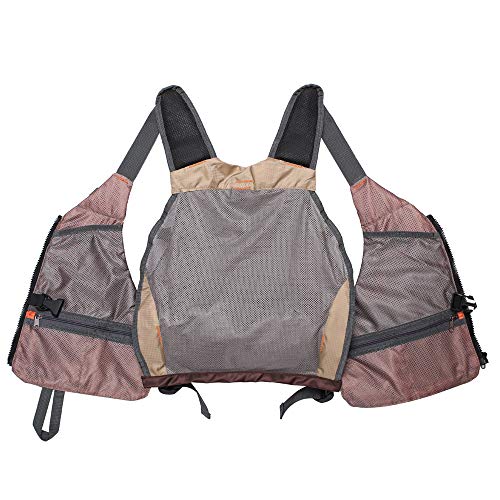 Waxaya Lightweight Fly Fishing Vest with Multi Pockets Adjustable Size Mesh Fishing Backpack for Men and Women - color: Khaki