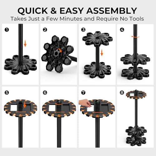 KastKing V16 Fishing Rod Holder for Garage, Floor Rack Holds Up to 16 Rods & Combos, Space-Saving Fishing Pole Organizer with Protective Foam, Durable ABS, Fishing Gear & Accessories Gift for Men - size: V16 without Rotating Base