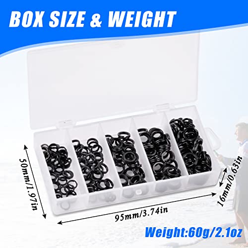 Fishing Split Rings Kit,200pcs Stainless Steel Split Rings Heavy Duty Wire Fishing Rings Fishing Lure Rings Saltwater Fishing Lure Connectors Round Solid Rings for Jigging Trolling - color: 200pcs Black Rings Kit