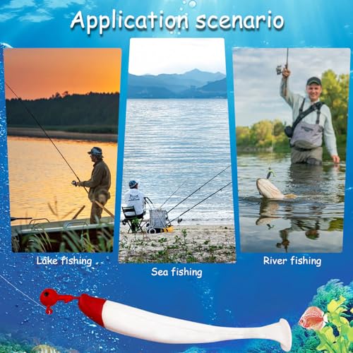 50pcs Soft Fishing Lures, Plastic Fishing Baits & Tackle Box, Paddle Tail Swimbaits Soft Plastic Lures Kit for Bass Trout Walleye Crappie