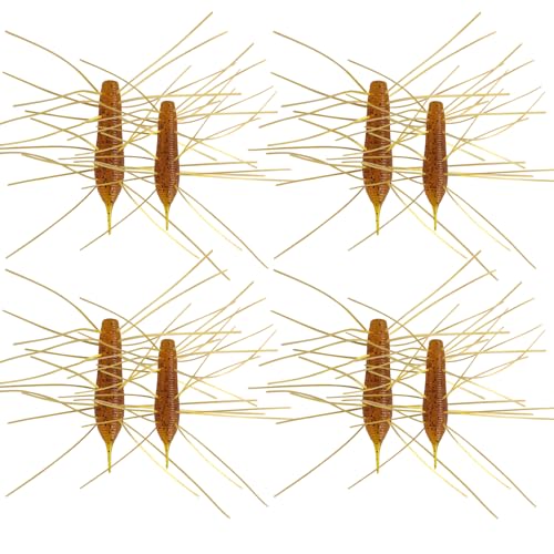 Eupheng Silicone Soft Dice Fishing Lures with Multiple Tentacles, Handmade Slow Sink Bass Fishing Soft Plastic Baits for Drop Shot, Finesse, Wacky Rig - color: Brown, size: 8PCS-(1.5inch & 2.3inch)