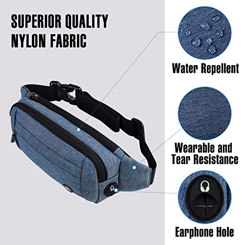 WATERFLY Fanny Pack Waist Bag: Small Hip Pouch Bum Bag Fannie Pack Phanny Fannypack Waistpack Bumbag Beltbag Sport Slim Fashionable for Jogging Hiking Hiker Woman Man - color: Blue