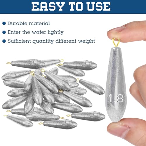 Landhoow Drop Shot Fishing Sinker Weights Kit Freshwater Catfishing Fishing Sinker Bass Casting Removable Line Saltwater Streamlined Snap Weight for Trolling Surf Tackle - size: 1.8 oz