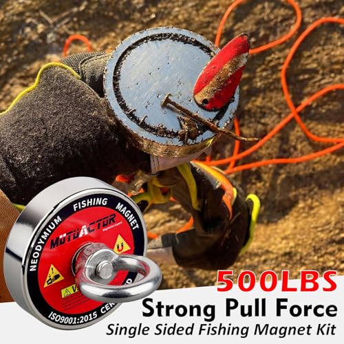 MUTUACTOR Heavy Duty Fishing Magnet Kit,500lb Neodymium N52 Magnets with 65Ft Salvage Rope and Grappling Hook,Φ2.36''Retrieval Rare Earth Magnets for Recovery Lost Treasure in Lake Rivers - style: 500lb Magnet with Hooks--Φ 2.36"