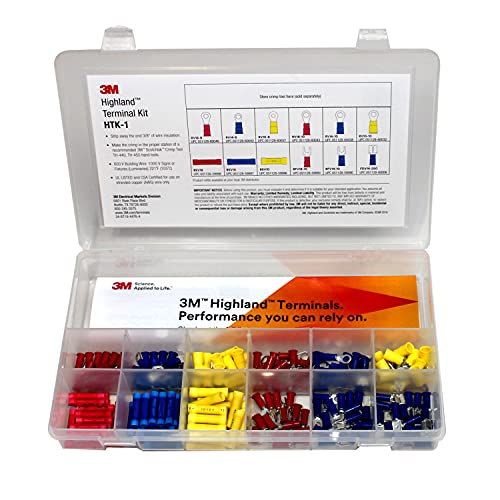 3M Highland Terminal Kit, HTK-1, 1 Kit of 180 Pieces, Includes Ring, Fork, Butt Splice and Disconnects, Refillable, Compact, Portable, Durable - style: Standard terminal kit