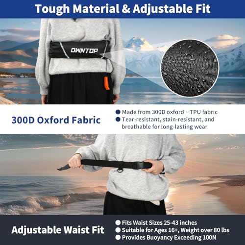 Owntop Manual Inflatable Belt Pack, Adults Swim Jacket with Blowpipe & Whistle, 24g CO2 Cylinder Included, Low Profile for Kayaking, Fishing, Paddle Sports - color: Army Gray, size: One Size (Pack of 2)