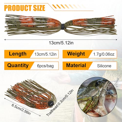 18 Bundles Silicone Jig Skirts 40 Strands Silicone Fishing Unbrella Replacement Skirts Quick Chang for Spinnerbait Bass Jig Lure Making Accessories - style: Red&green-18pcs