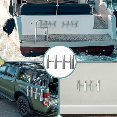 Aluminium Fishing Rod Holders for Boat, Wall-Mounted Fishing Pole Roof Rod Rack,Surf Fishing Rod Holder for Truck, Boats & Yacht - color: 4 Tubes Sliver