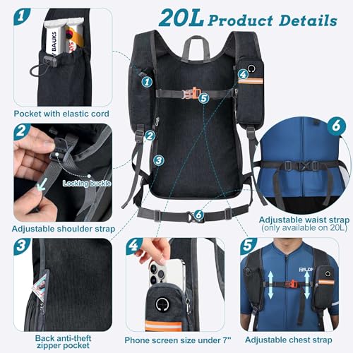 BECOJADDE 20L Small Hiking Backpack for Men Women Foldable Packable Back Pack Ultralight Hiking Daypack for Travel Camping Outdoor, Black - color: Black, size: 20L