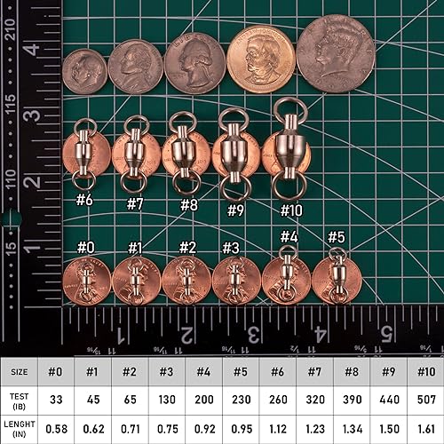 Dr.Fish 20 Pack Fishing Swivels, Ball Bearing Swivels Fishing Tackles, Copper Stainless Steel Solid Rings High Strength Barrel Swivels Saltwater Fishing Swivels - size: #1-45LB-20 Pack