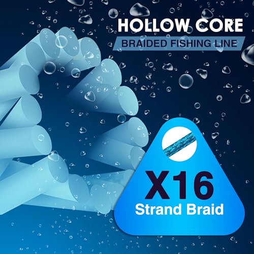 Reaction Tackle Hollow Core Braided Fishing Line - 16 Strand Splice Ready Braid for Knotless Leader Connections, Freshwater and Saltwater Trolling and Offshore - color: White, size: 80 Lb (500 Yards)