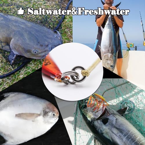 FishTrip Solid Rings Fishing 50Pcs - Stainless Steel Ring for Assist Hooks Jigs Butterfly Rigs Saltwater Freshwater - size: Size 6_50pcs