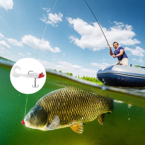 Pwsap 6 Pcs Fishing Lures for Pike Trout, Soft Plastic Swimbaits for Sea Bass, 3D Eyes Fishing Lures Set, Single Hook Baits, Artificial Bait, Jig Head, Silicone Swimbait Lures Set for Perch