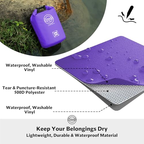 STOVER 5/10/25/30/40/55L Waterproof Dry Bag, Small Lightweight Roll Top Dry Bag Backpack w/Waterproof Phone Case, Kayaking, Travel, Hiking, Fishing, Tubing, Camping, the Beach, Men/Women (Purple) - color: 5l Purple, size: 5L