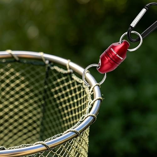 Magnetic Net Release for Fly Fishing, Aluminum Magnetic Quick Release Keychain, Fly Fishing Net Magnet Holder Retractor with Carabiner - color: red